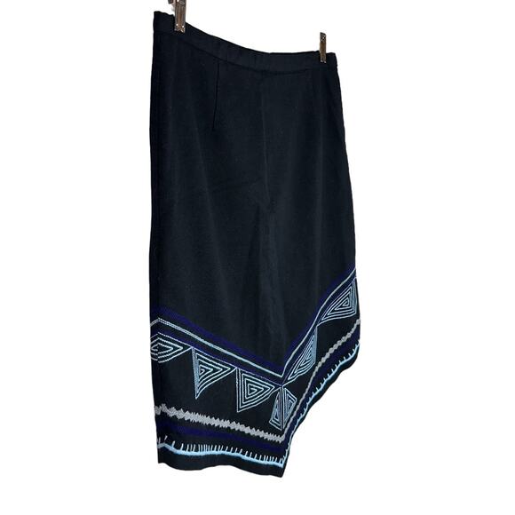 Oscar de la Renta Vintage Asymmetric Wool Blend Embroidered Skirt Size 10 - Picture 5 of 8